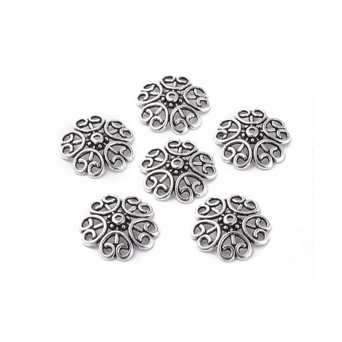 10 Coupelles fleurs pour perles argents 18mm - Sans nickel, sans plomb et sans cadmium
