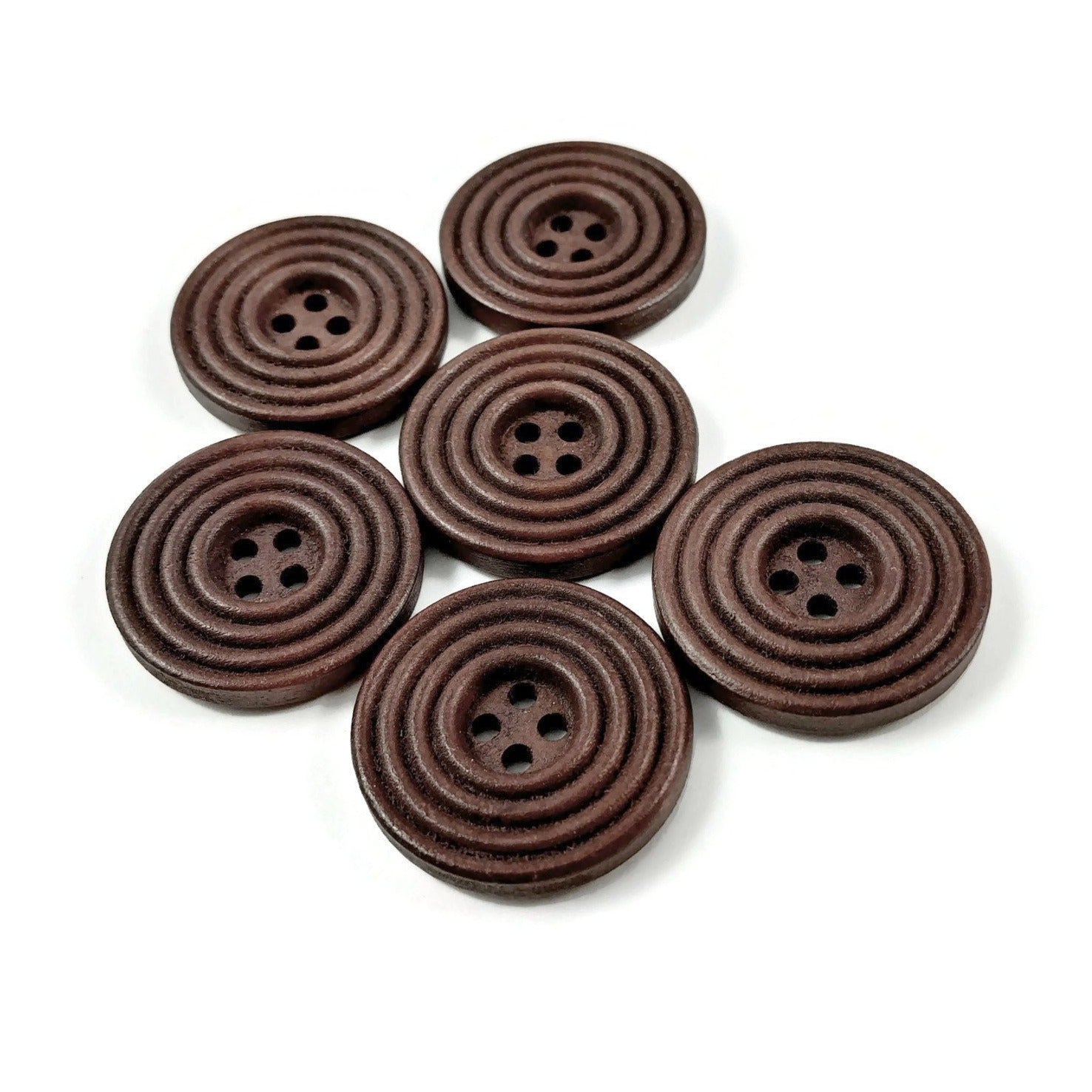 1 inch wooden sewing buttons 25mm - Set of 6 circle wood button - Choose your color