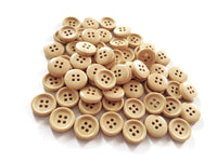 Wooden button - Natural 4 Holes Wood Sewing Buttons 15mm - set of 15 or 60
