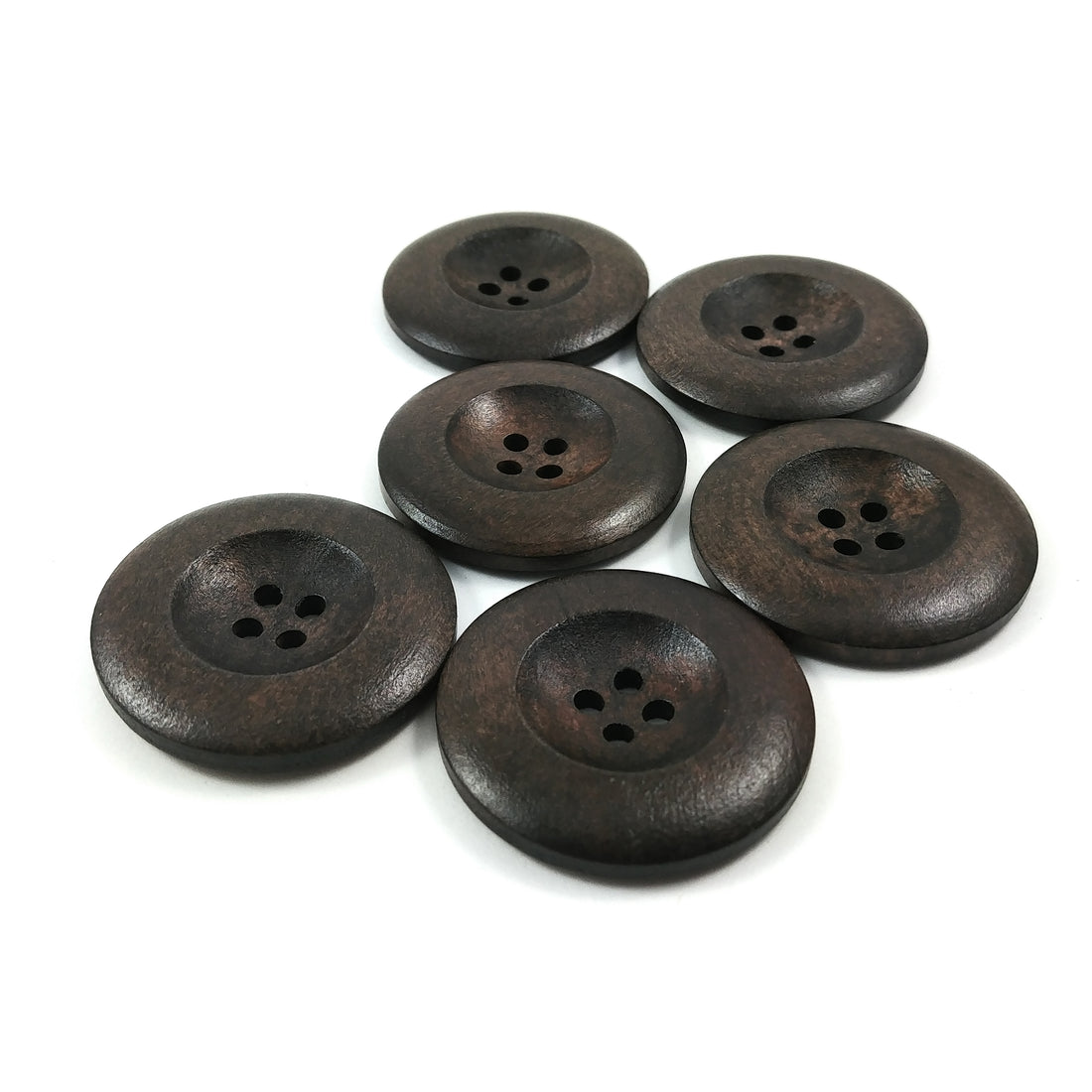 Bouton de bois brun chocolat foncé de 3.5cm - ensemble de 6 boutons en bois naturel