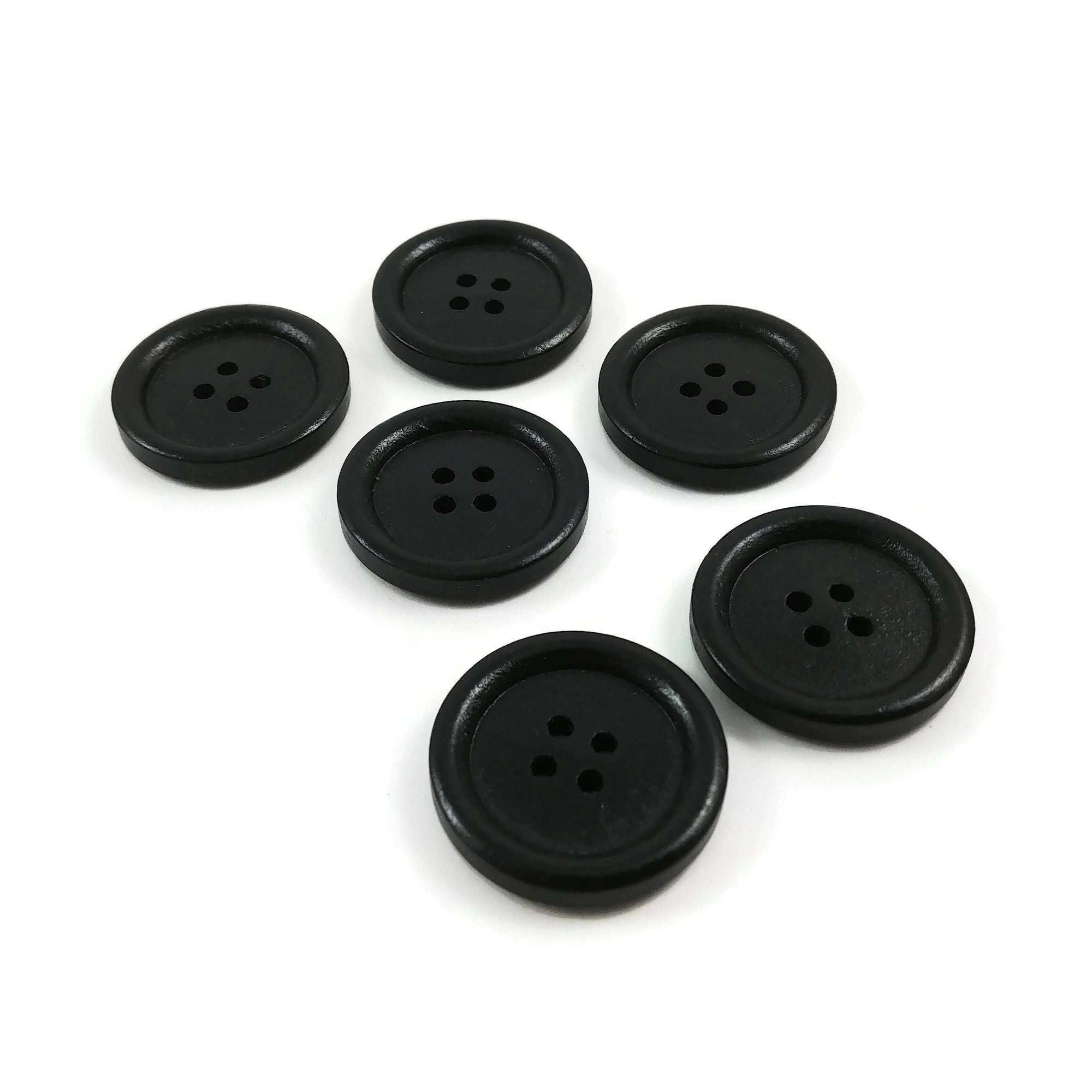 Wooden sewing buttons 25mm - set of 6 natural wood button in black, brown or natural