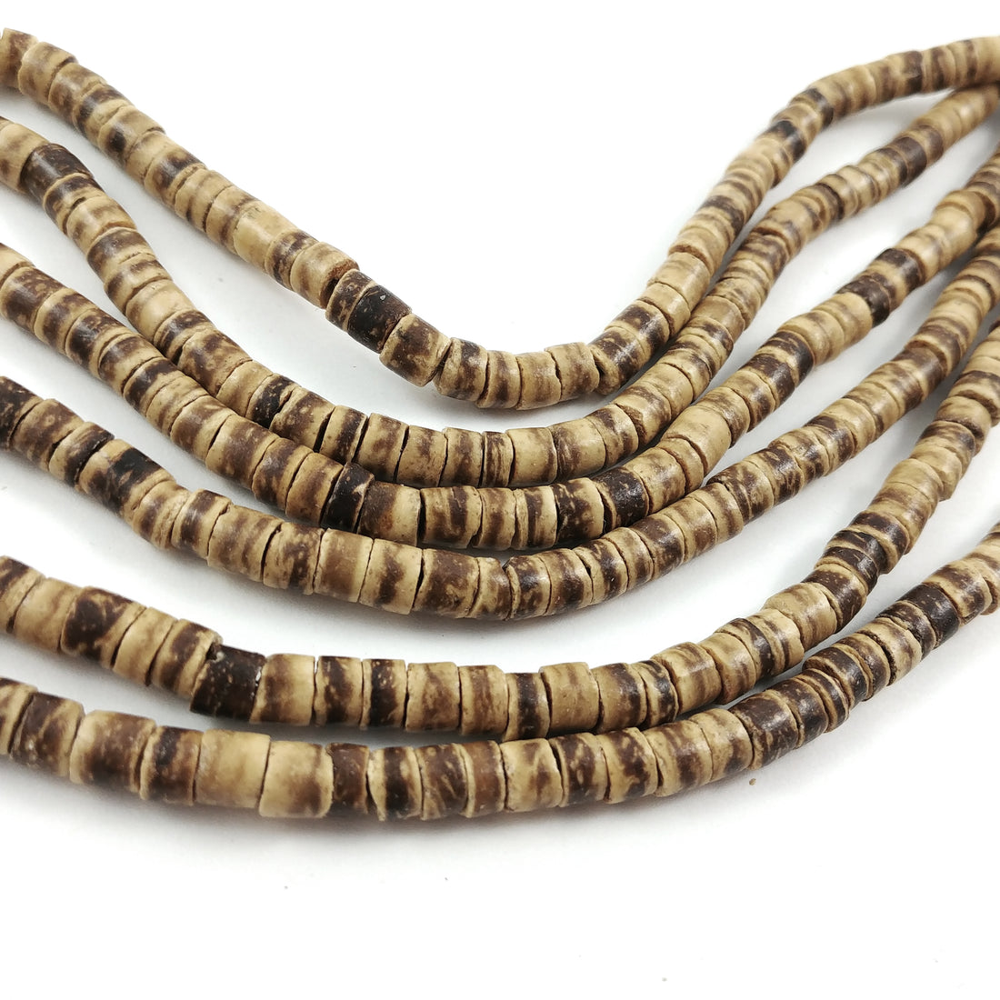150 Natural beige coconut wood Beads - Donuts Rondelle Disk Heishi Beads 5mm