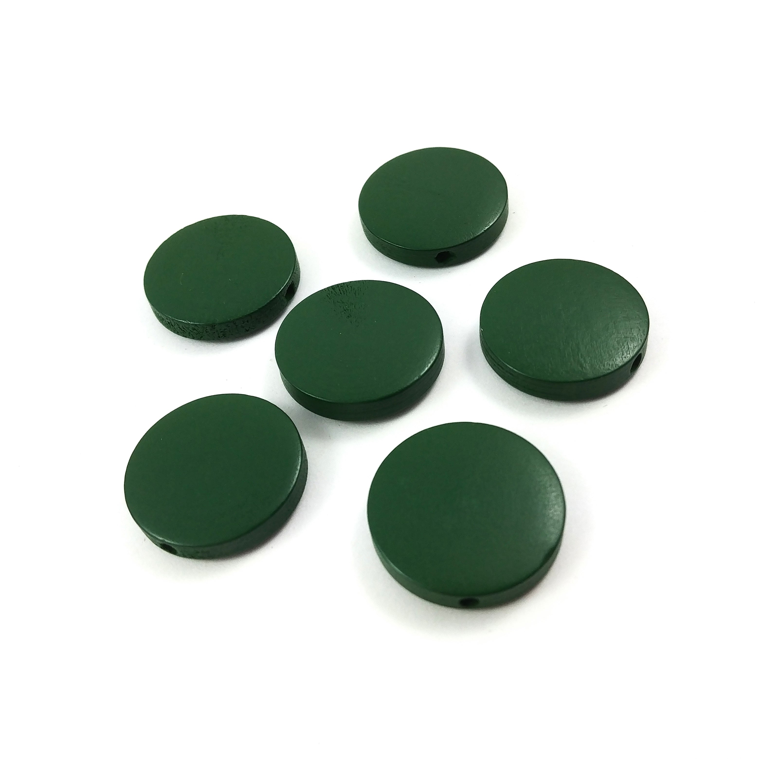 6 perles de bois en rondelle de 20mm couleur au choix