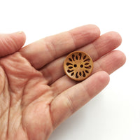 6 hollow flower wooden buttons 23mm