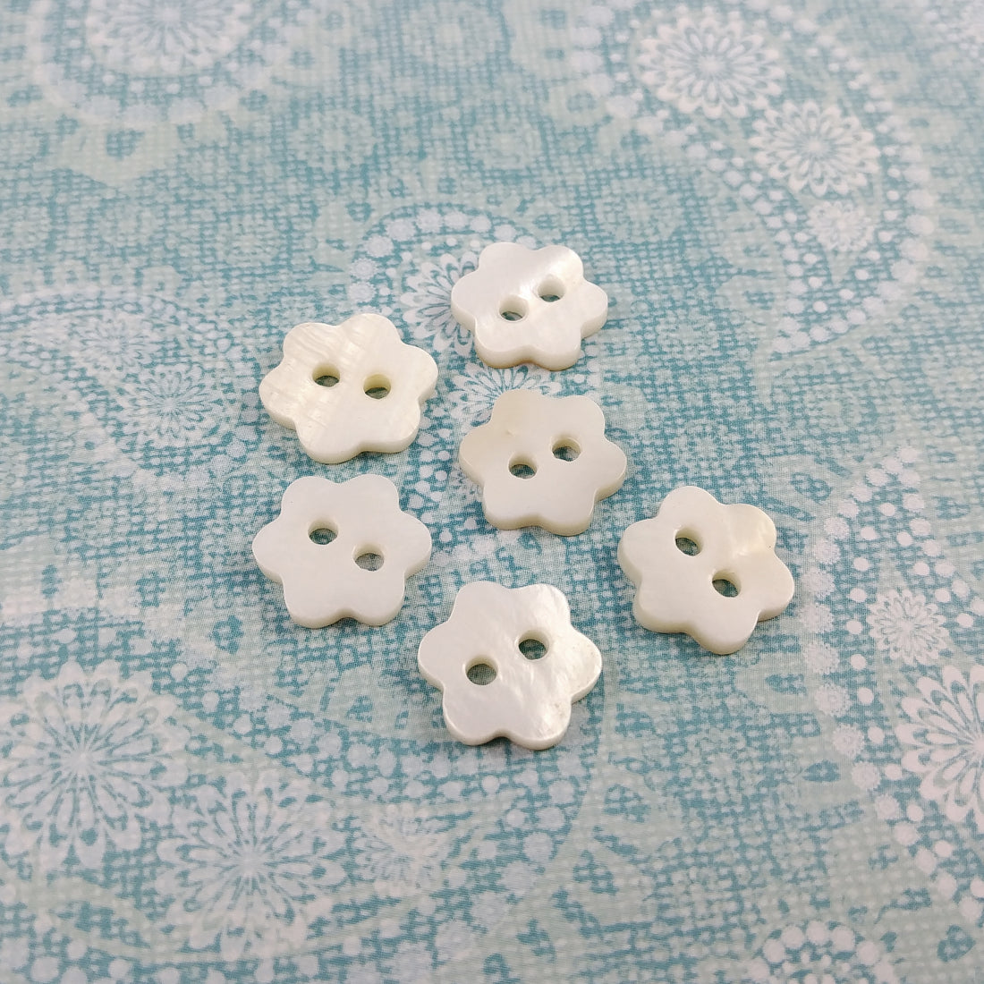 6 Mother of Pearl Flower Shaped Buttons