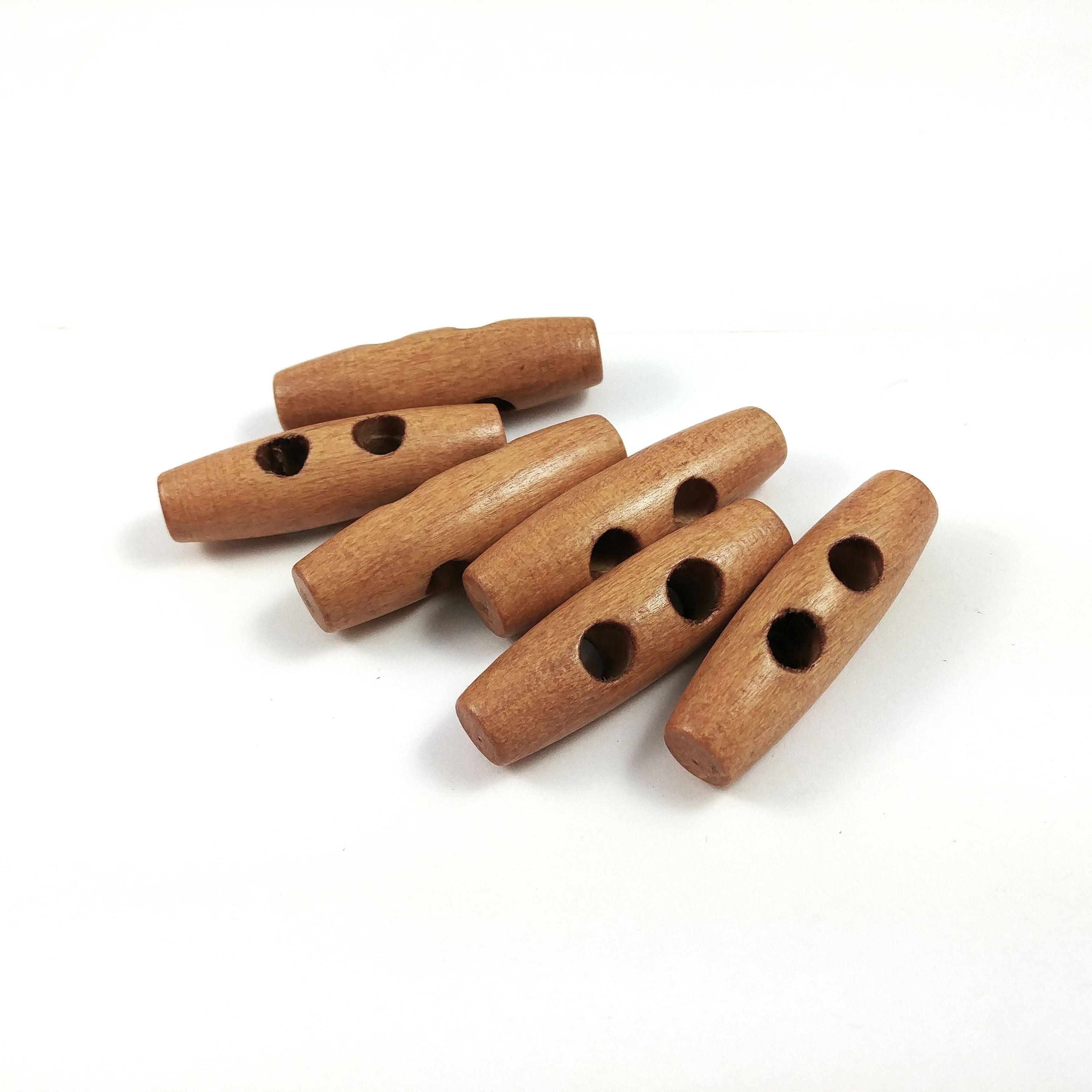 6 wooden Toggle Buttons - 4 x 1.2 cm
