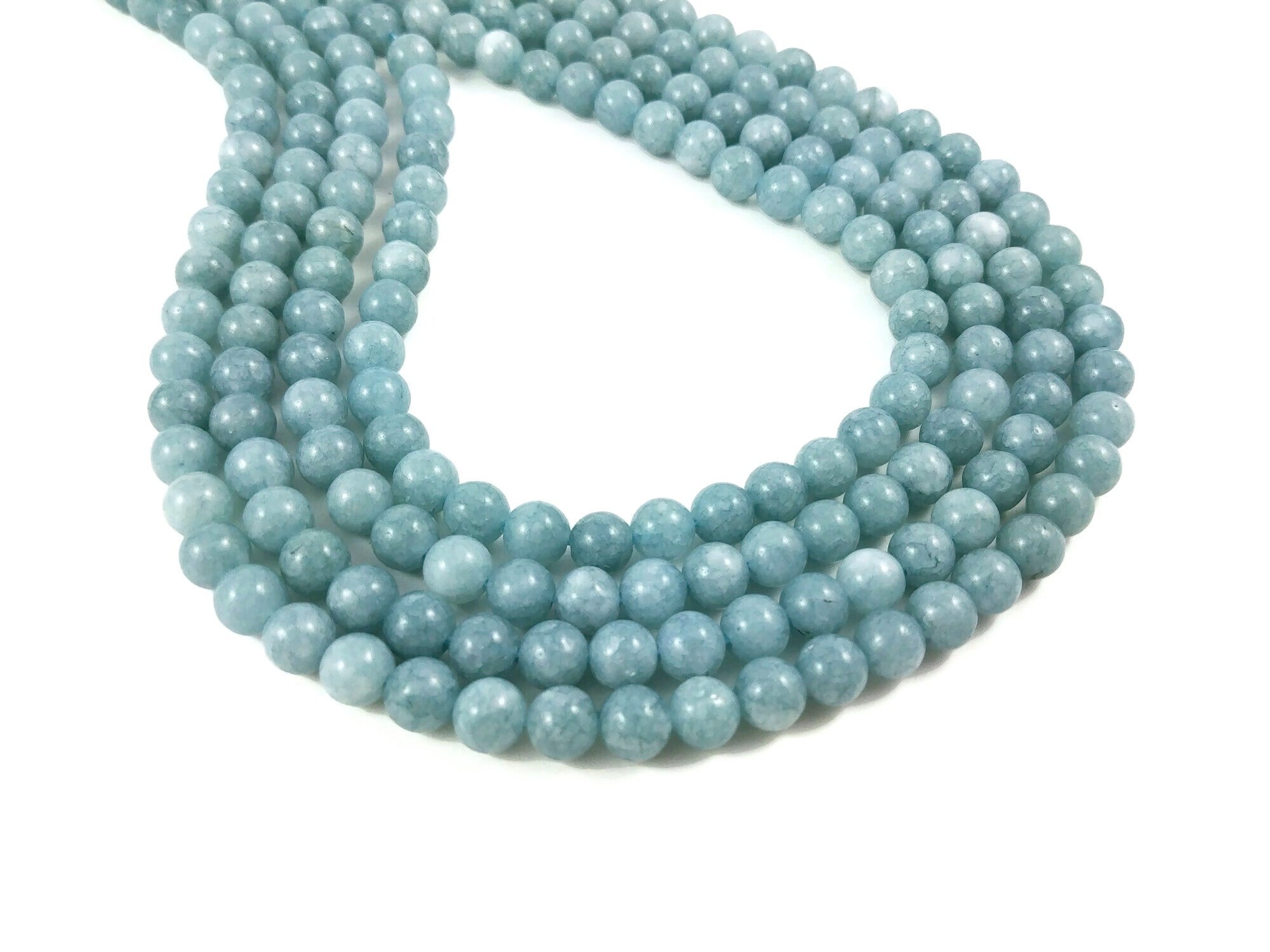 Blue Chalcedony Round Stone Beads Strands 6mm