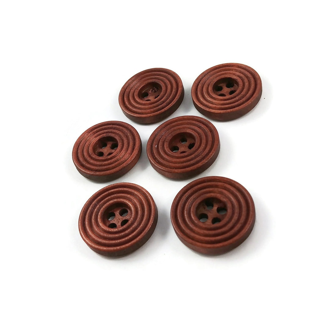 Bouton de bois café de 2cm - ensemble de 6 boutons en bois naturel avec cercles