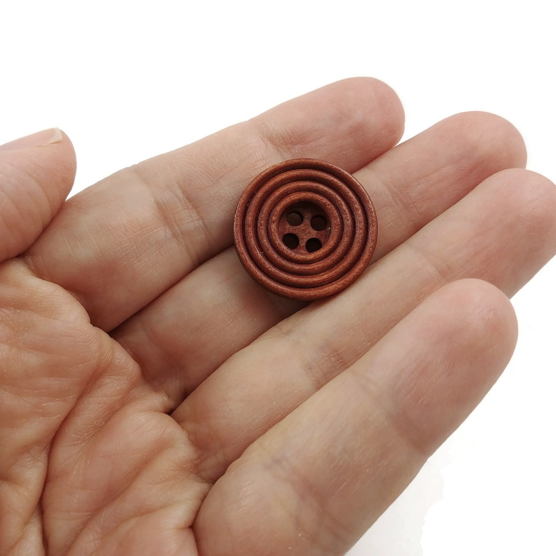 Bouton de bois café de 2cm - ensemble de 6 boutons en bois naturel avec cercles
