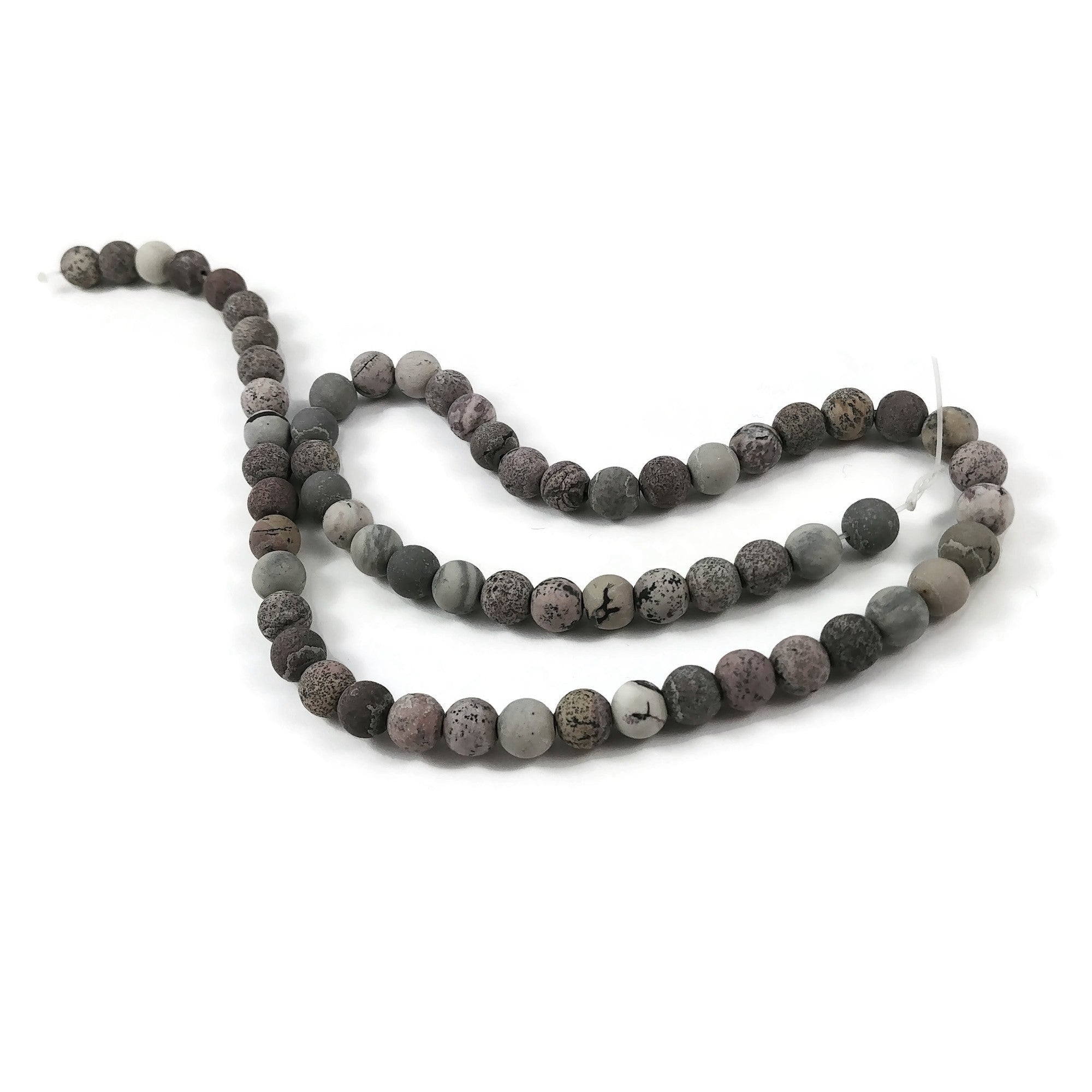 Frosted Natural Round Beads Strands 6 or 8mm - Red Flower