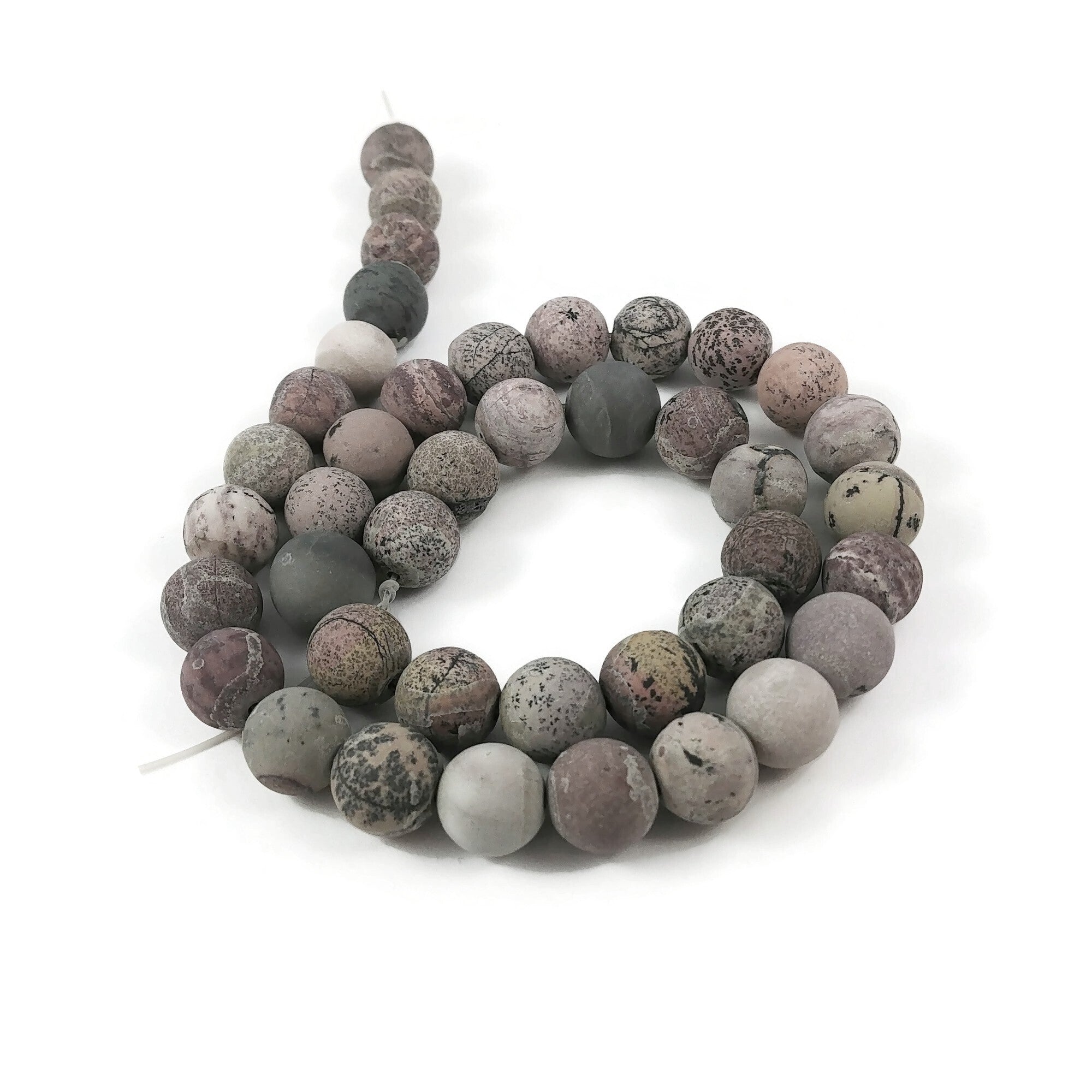 Frosted Natural Round Beads Strands 6 or 8mm - Red Flower