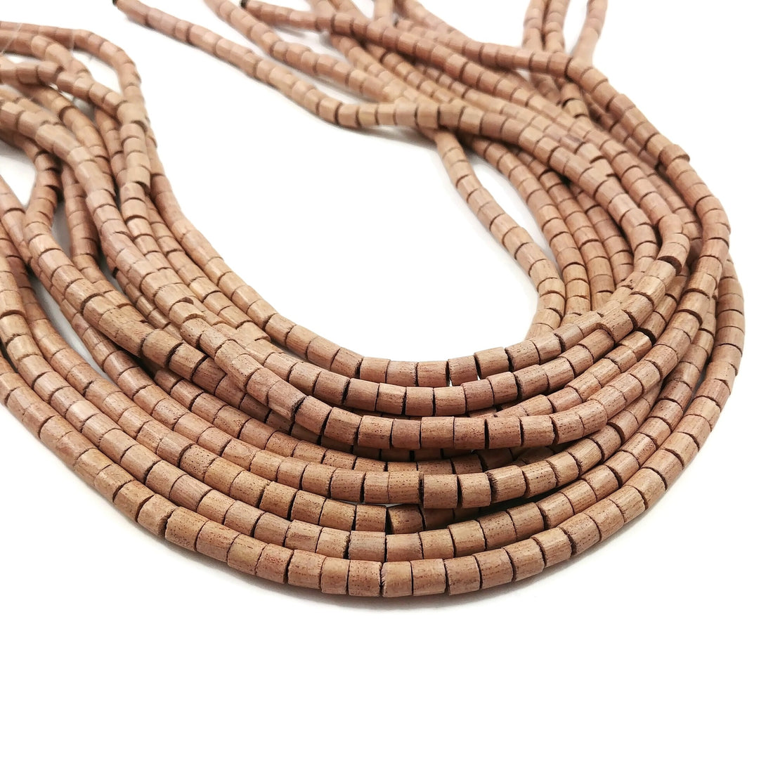 Perles mini tubes en bois de rose naturel 5mm