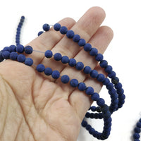 Frosted Natural Lapis Lazuli Round Beads Strands 4, 6 or 8mm - Blue