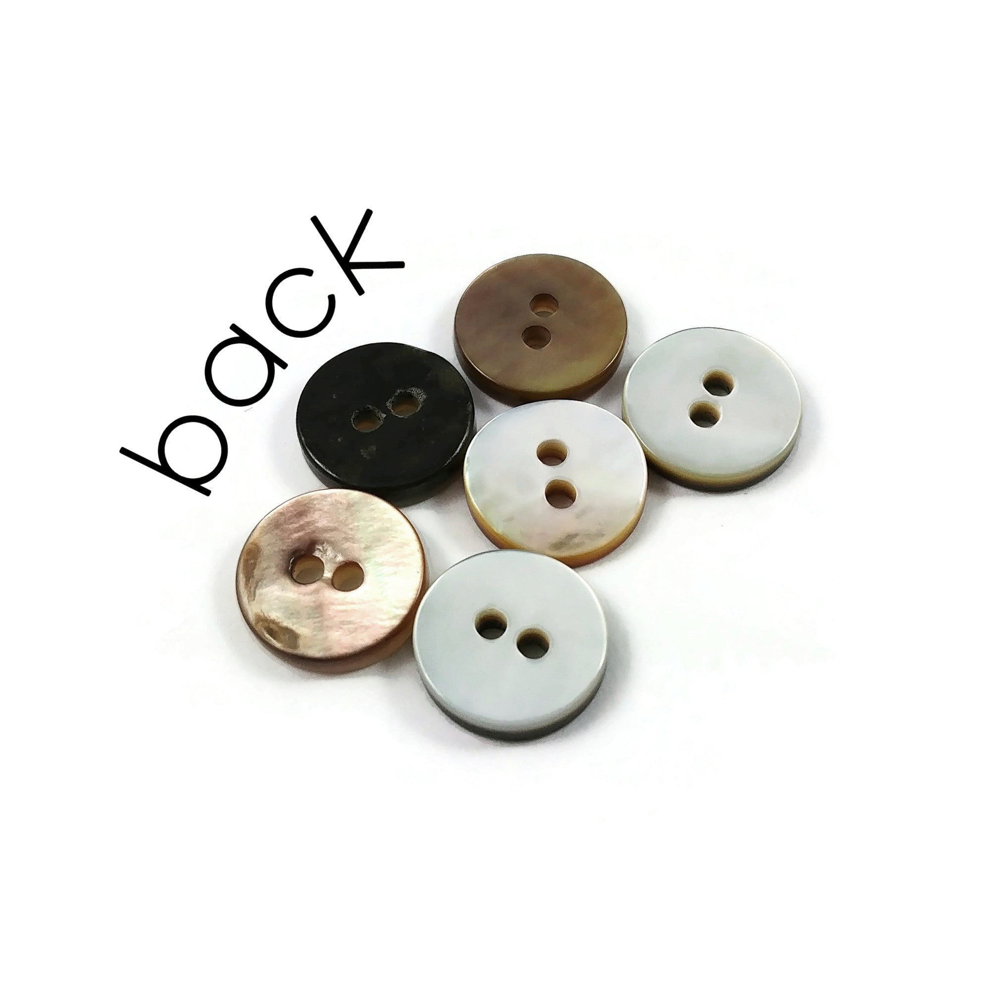 Black Lip Shell Buttons 10mm - set of 6 eco friendly natural shell buttons