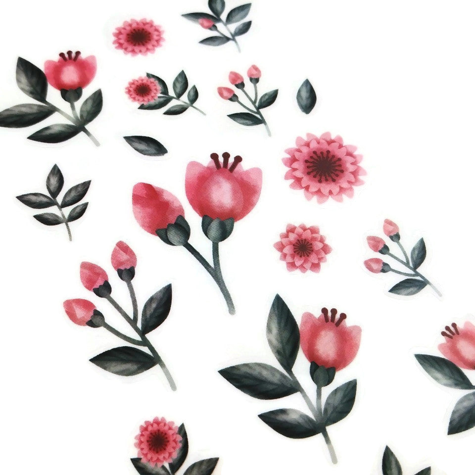 Flowers sticker set - 1 sheet of peony pattern stickers