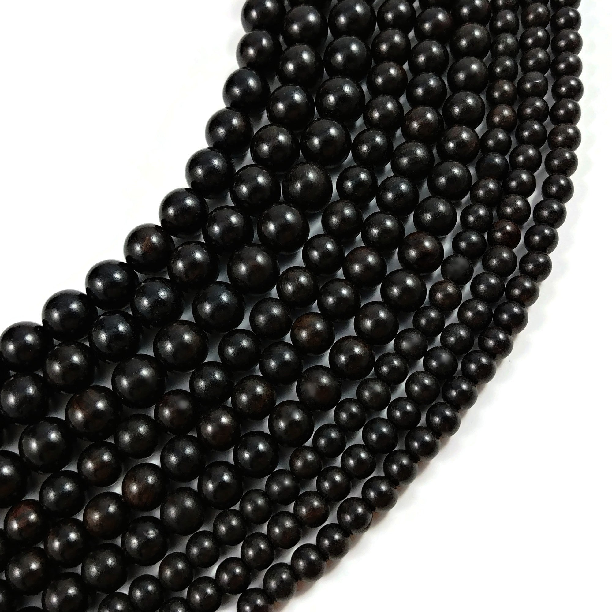 Ebony beads 6mm, 8mm, 10mm - Natural Mala Wooden Beads