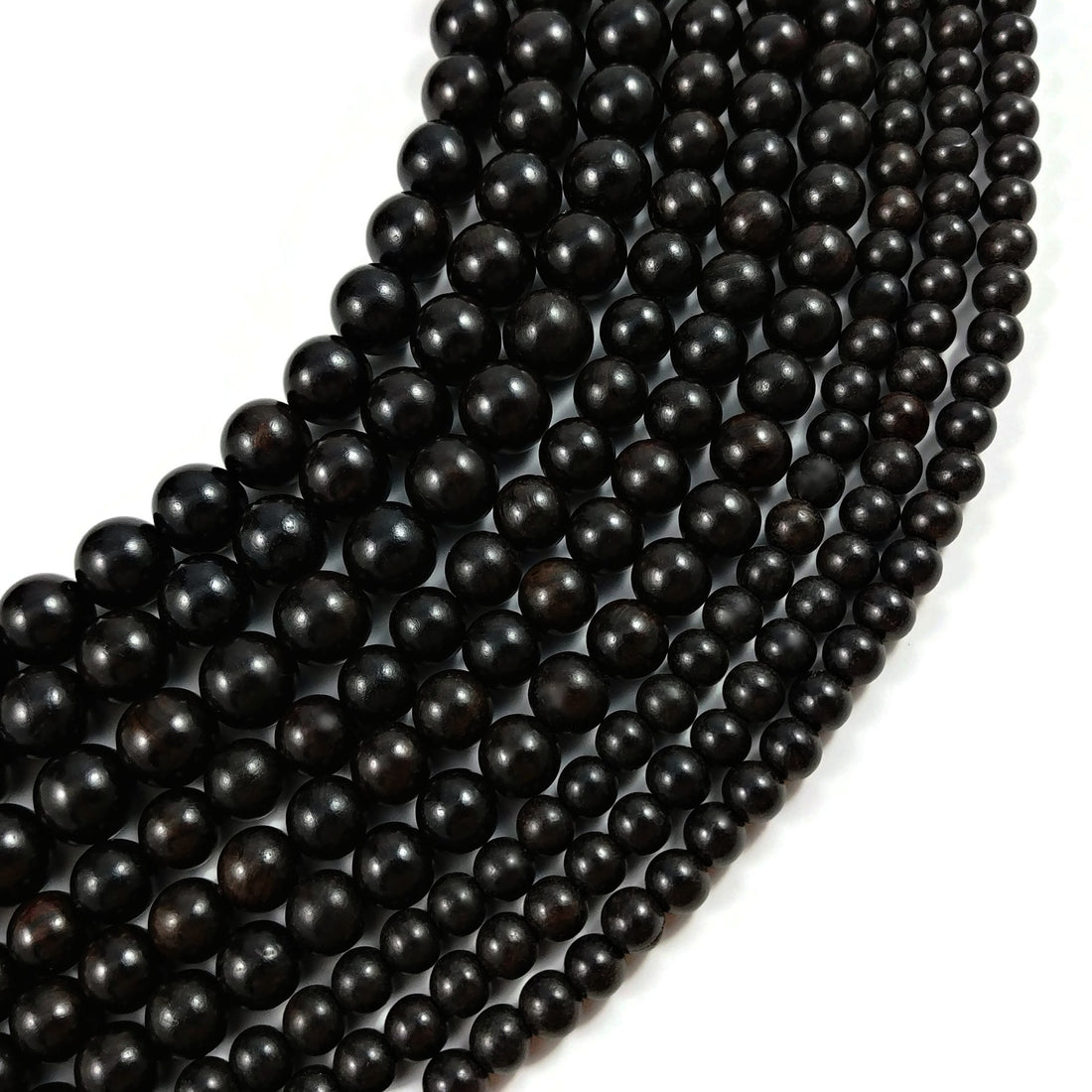 1 Black sandalwood beads strand - 6mm, 8mm - Natural Mala Wooden Beads