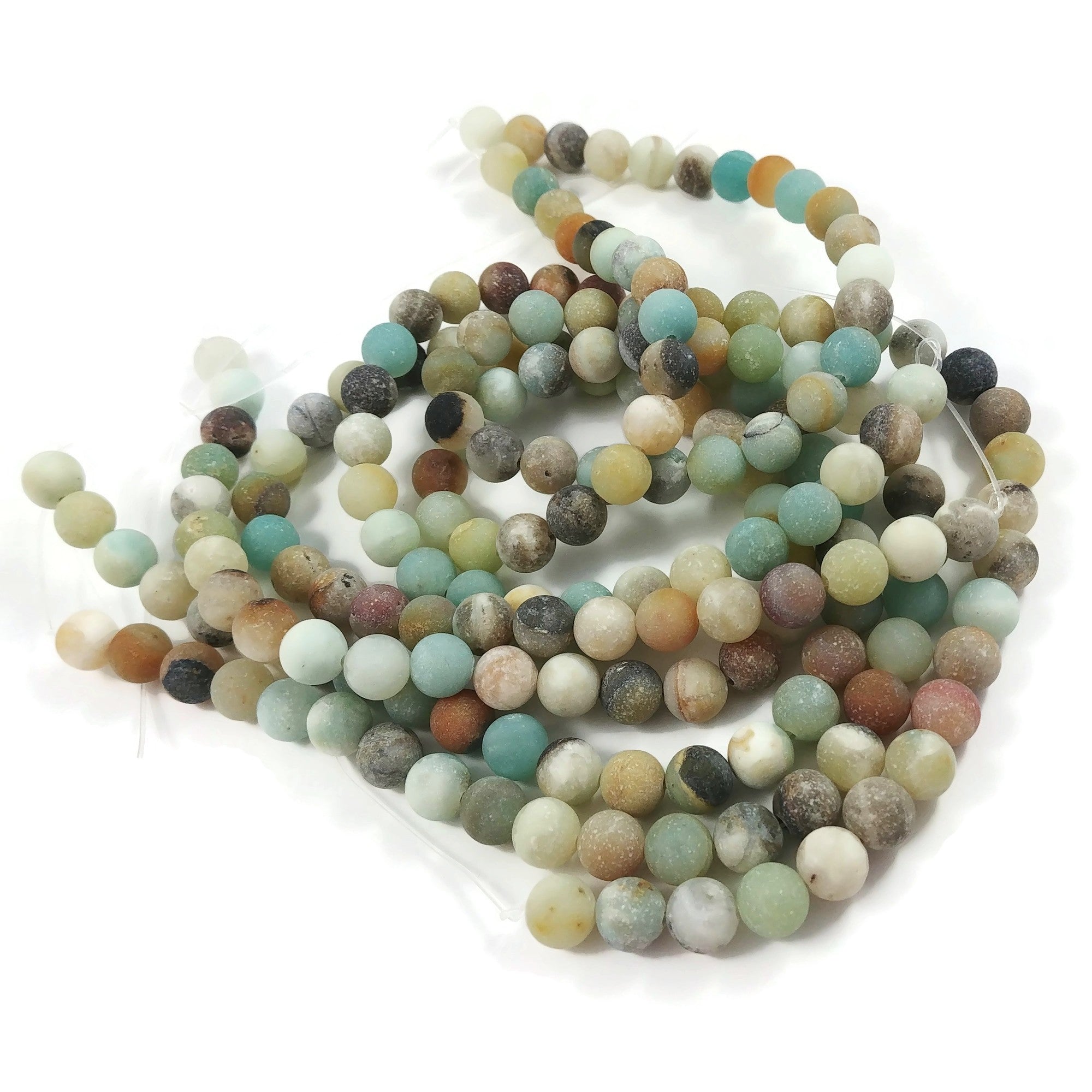 Frosted Natural Amazonite Round Beads Strands 4, 6, 8 or 10mm