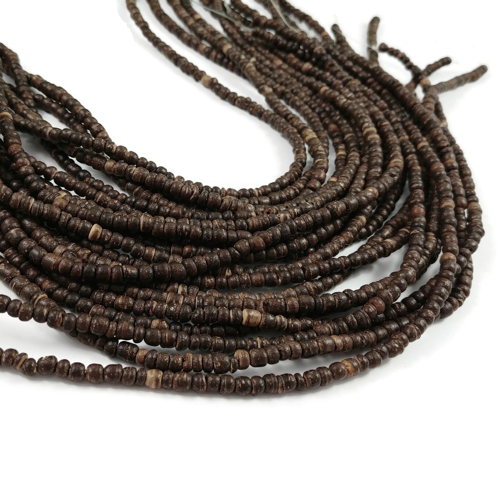 Tiny brown coconut beads 2-3mm