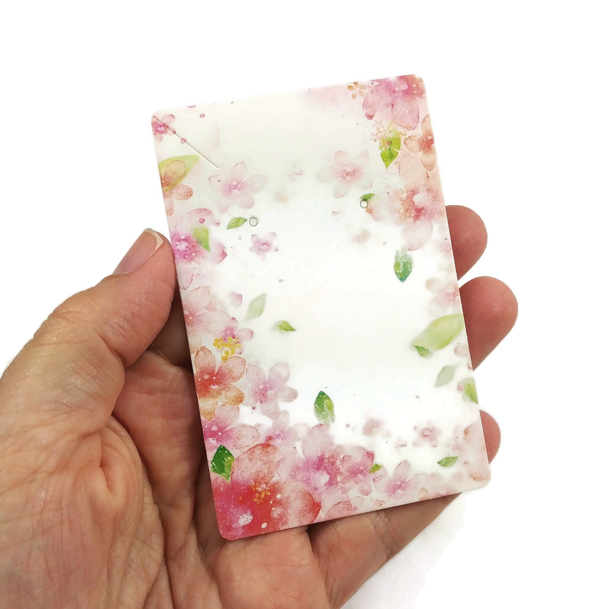 Cartons rectangulaires pour boucles d'oreille 30 x 50 mm à motif de fleurs roses