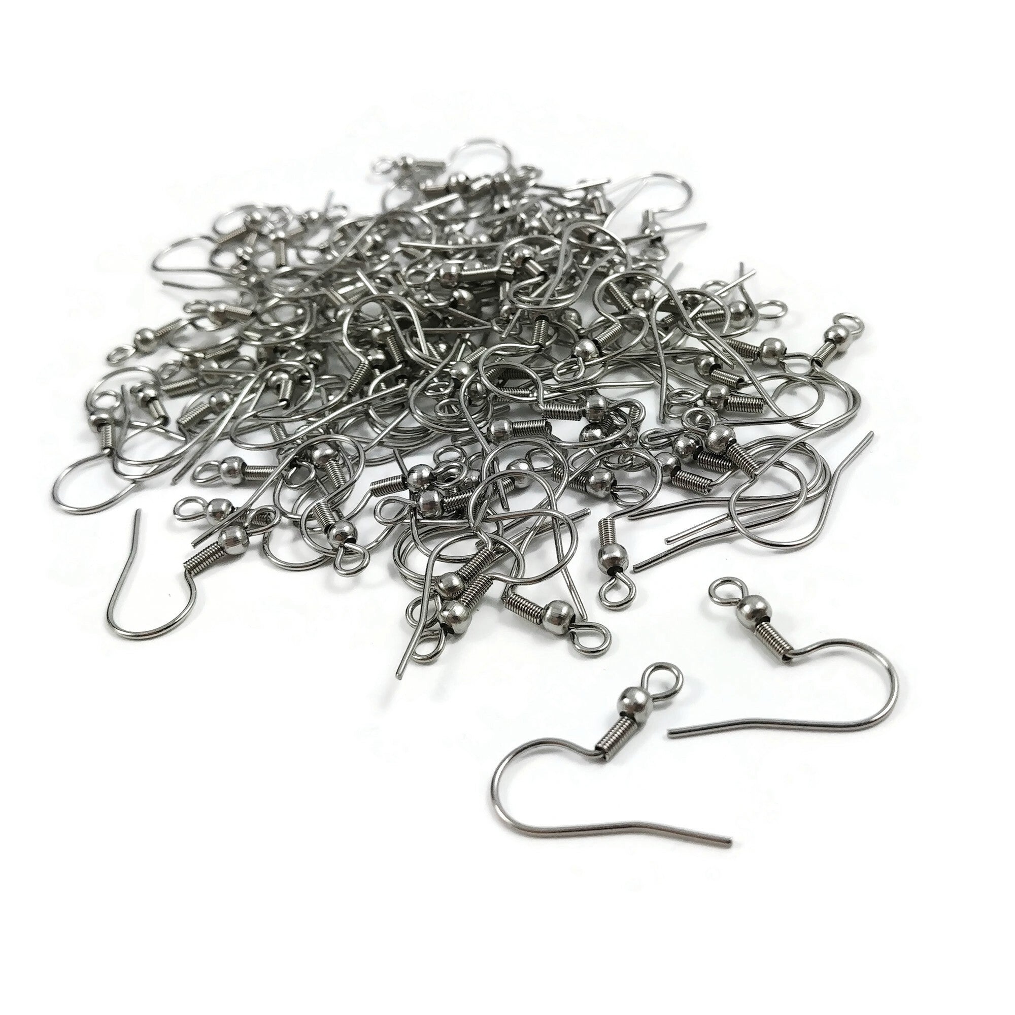 Stainless steel french earring hooks, 100pcs (50 pairs) Hypoallergenic ear wire