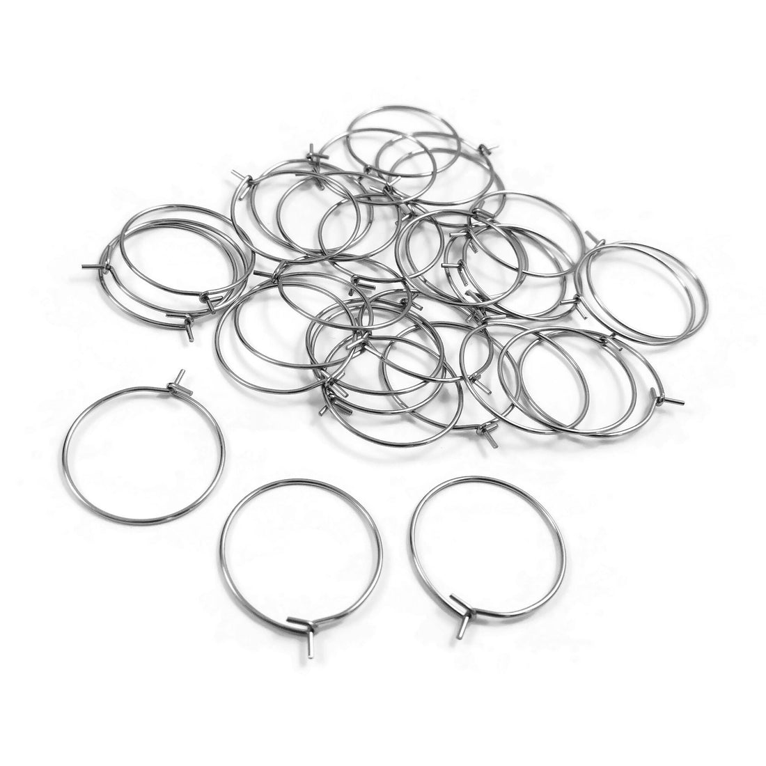 30 pièces (15 paires) anneaux en acier inoxydable hypoallergénique