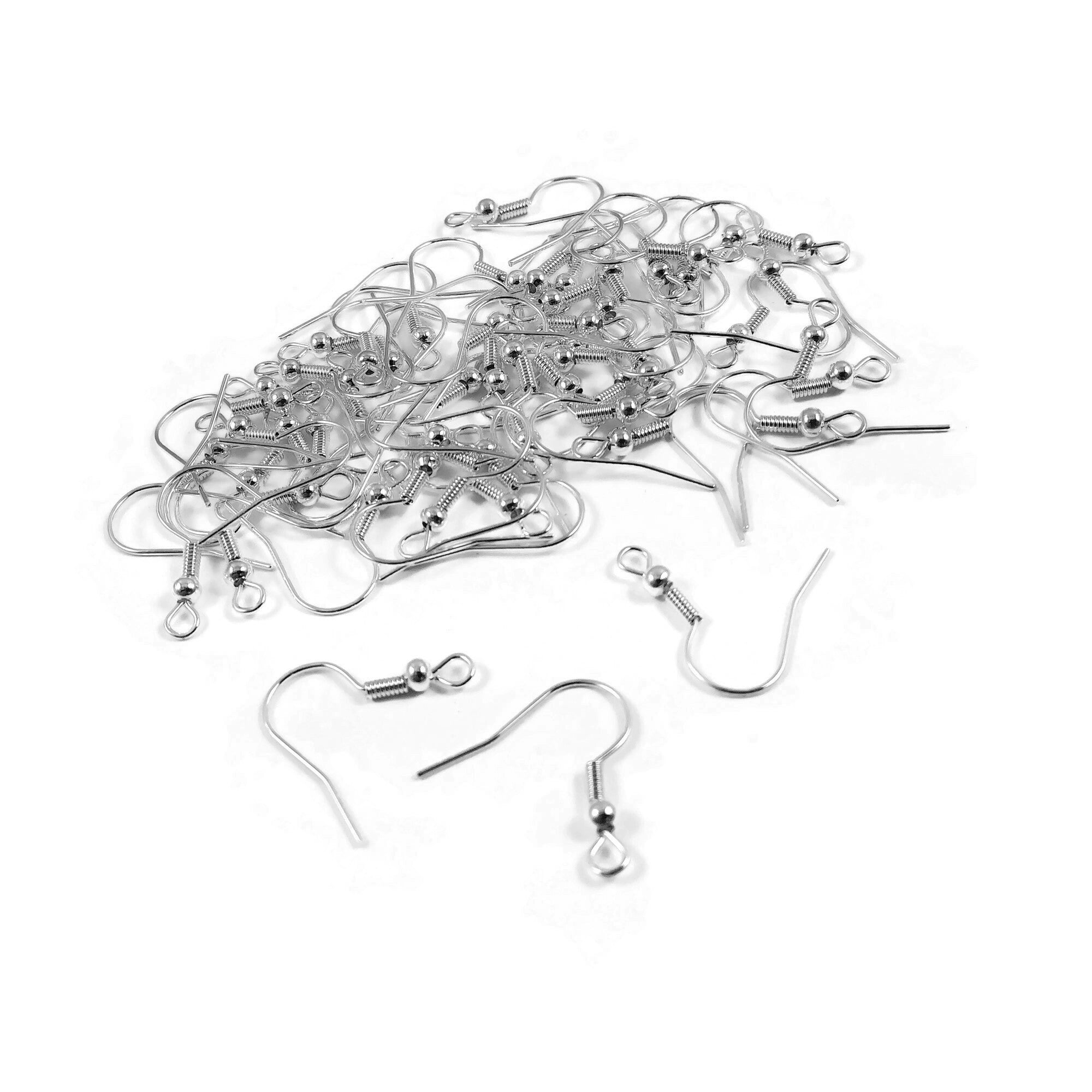 50,100,150,200 pieces Silver Plated Ear Wires,Drop Earring Wire, hook  earring with loop, Silver metal earwires,Wholesale