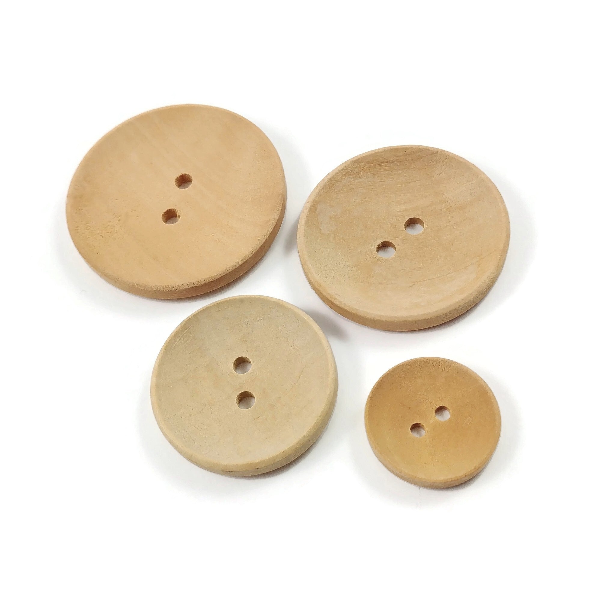 Bouton de bois brut de 20, 30, 35 ou 40mm - ensemble de 2 boutons en bois naturel