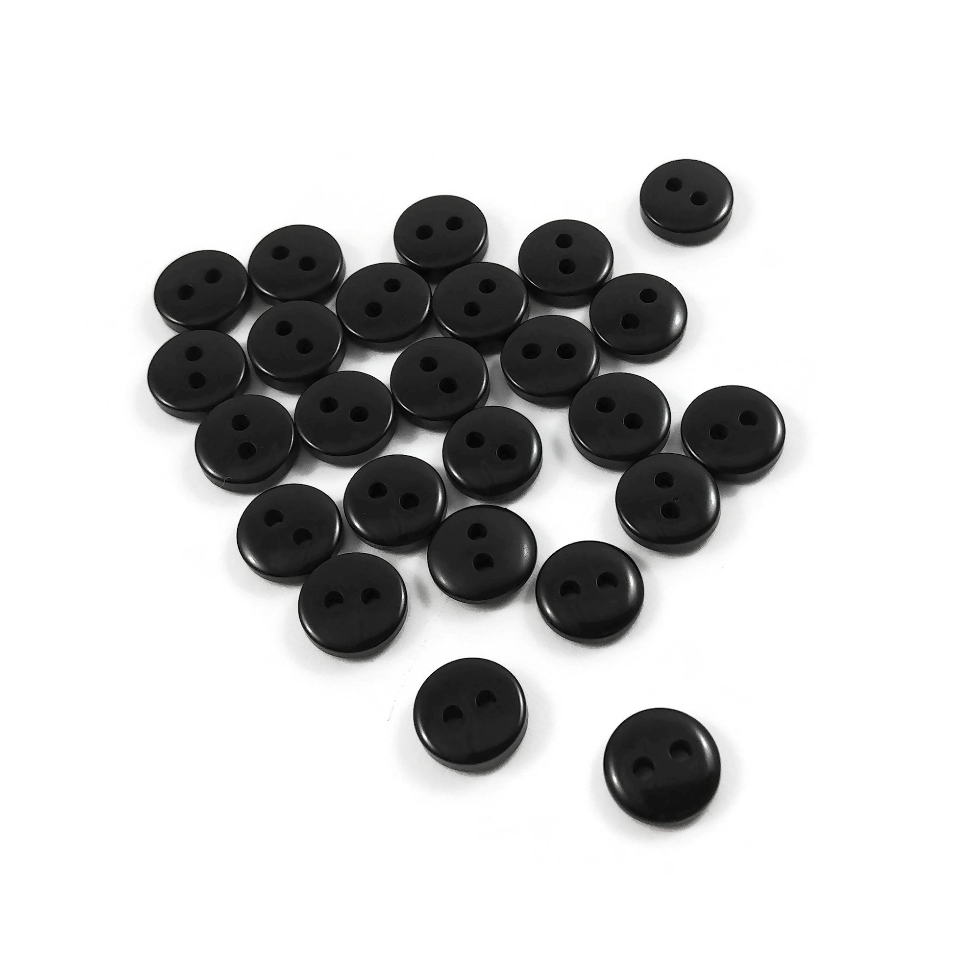 25 Boutons noirs en résine de 9mm