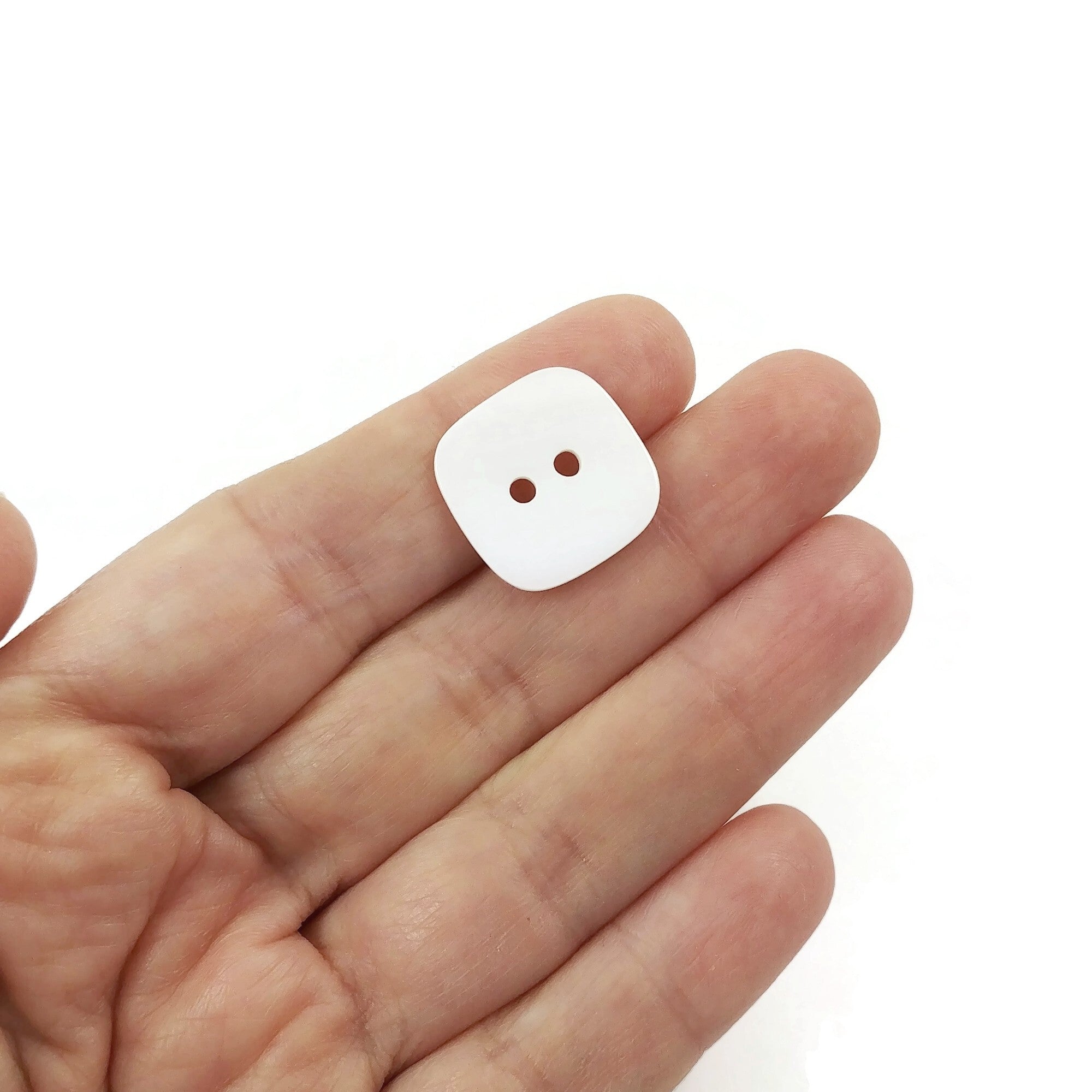 Bouton carré en nacre véritable 18mm - ensemble de 4 boutons