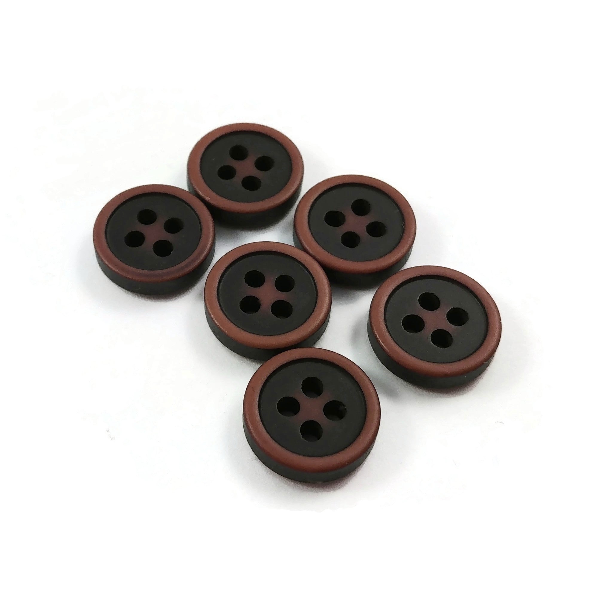 10 dark brown resin sewing buttons - Pick your size: 9mm, 10mm or 11mm