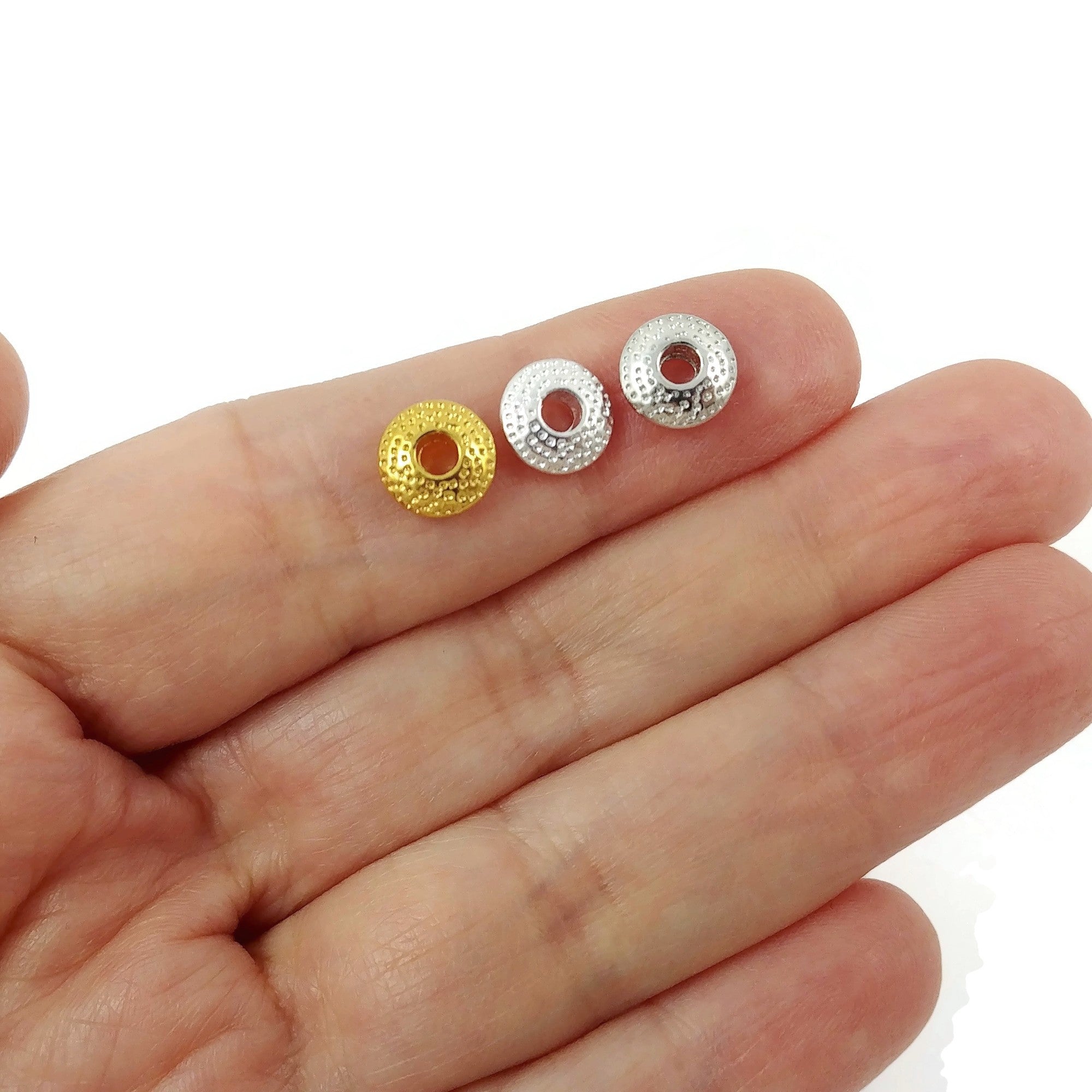 Perles rondelles en métal 8mm - Sans nickel, sans plomb et sans cadmium