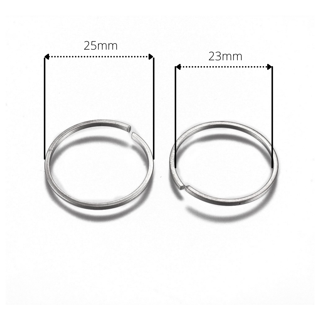 20mm, 25mm silver jump rings, 10pcs stainless steel open rings