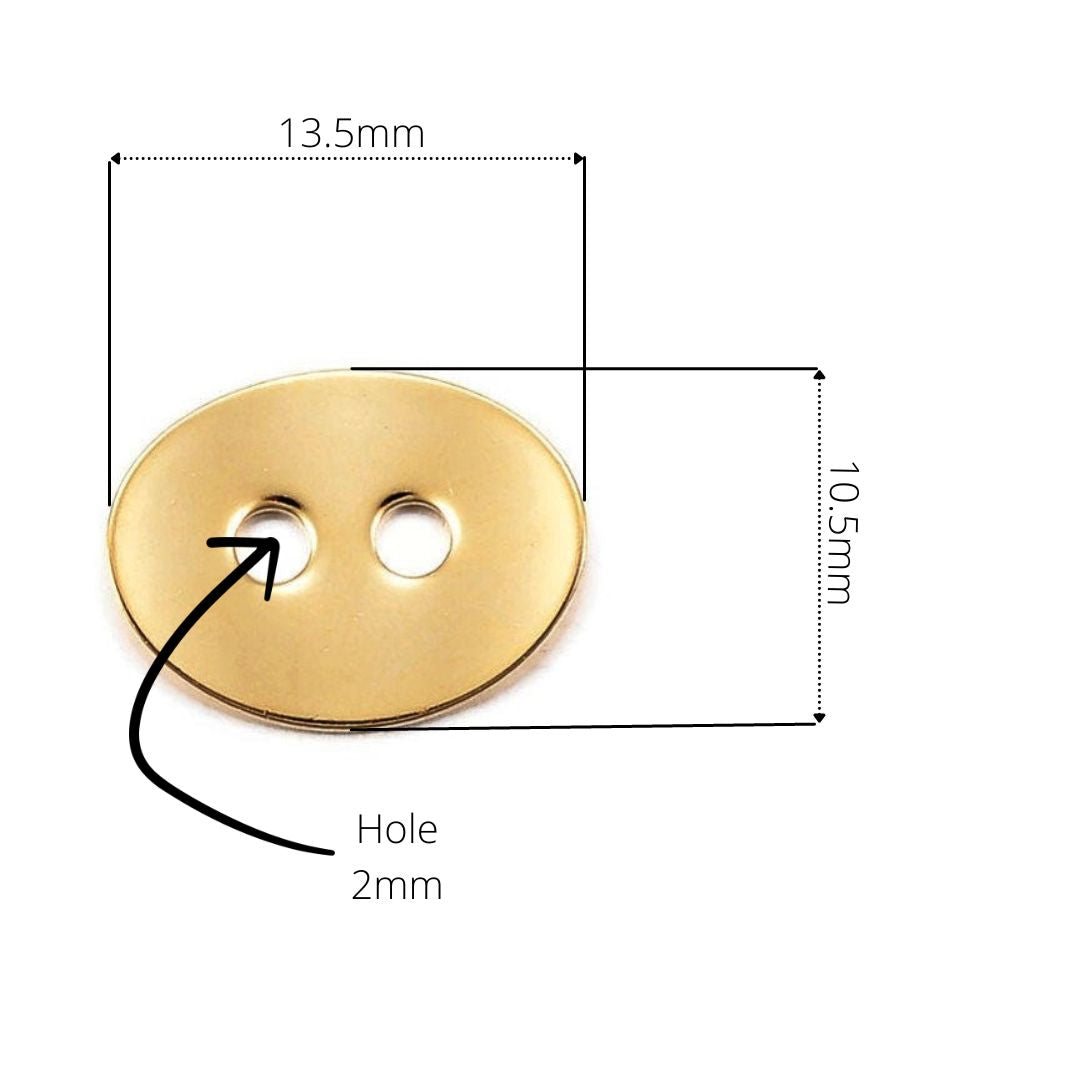 Boutons ovales en acier inoxydable 14mm