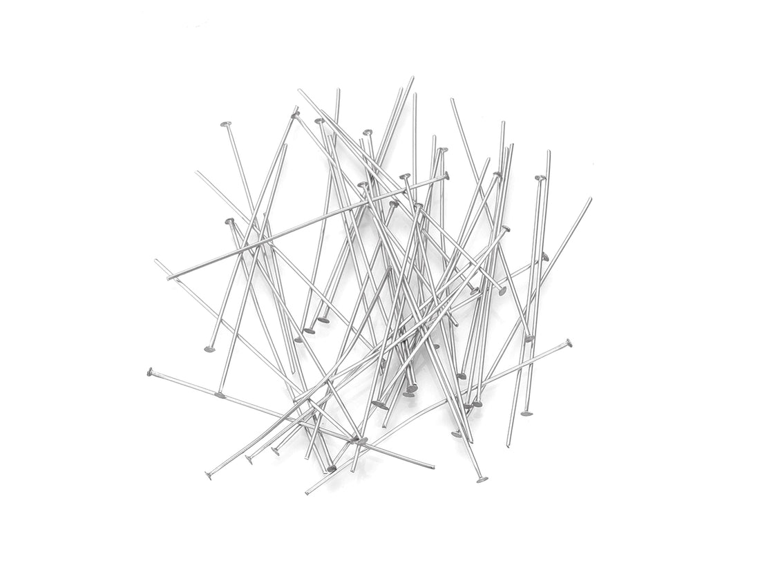 Stainless steel flat head pins - 30, 40 or 50mm - Hypoallergenic jewelry findings