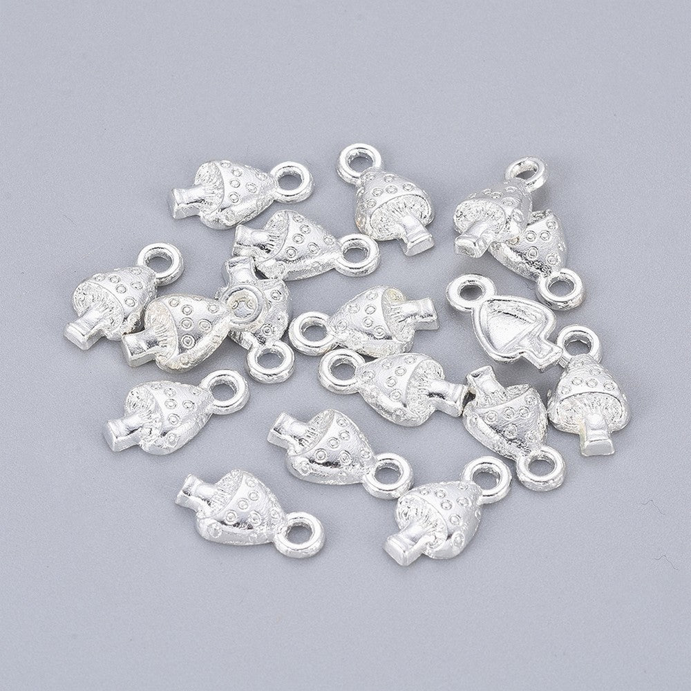10 Petits pendentifs champignon en métal 13mm - Sans nickel, sans plomb et sans cadmium