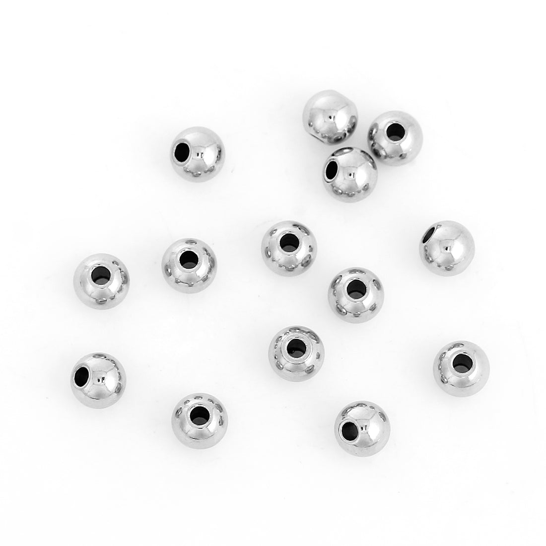 30 Perles 4mm en acier inoxydable hypoallergénique
