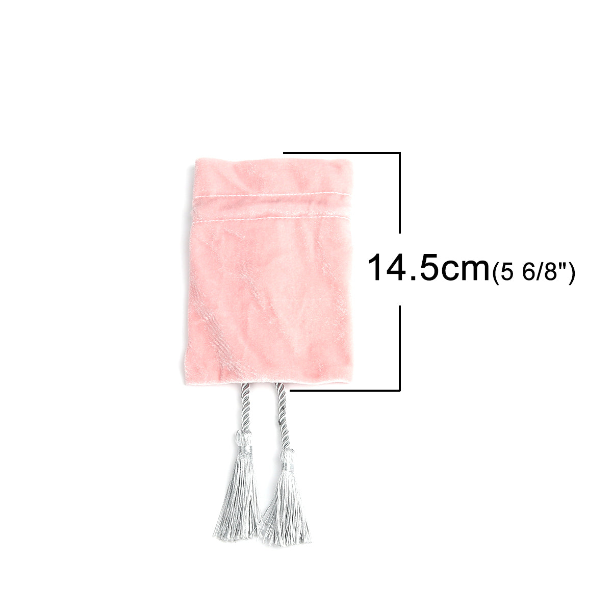 Pink velvet pouch bag with tassel rope