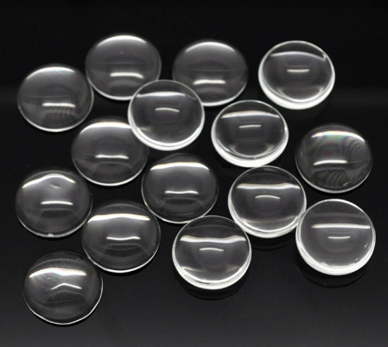 100 Pieces Round Glass Cabochon Clear Glass Dome Cabochons Tiles Flat Back  Glass Dome Tile for Cameo Pendants Photo Jewelry Handcrafts DIY Findings