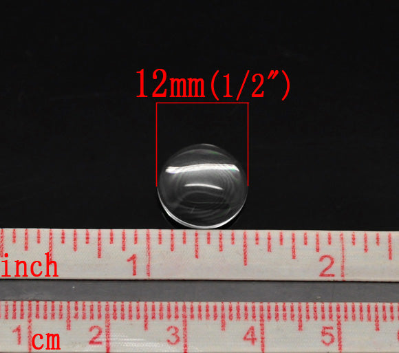 10 Cabochons en verre demi-rond transparent 8mm, 10mm, 12mm, 14mm, 16mm, 18mm or 20mm