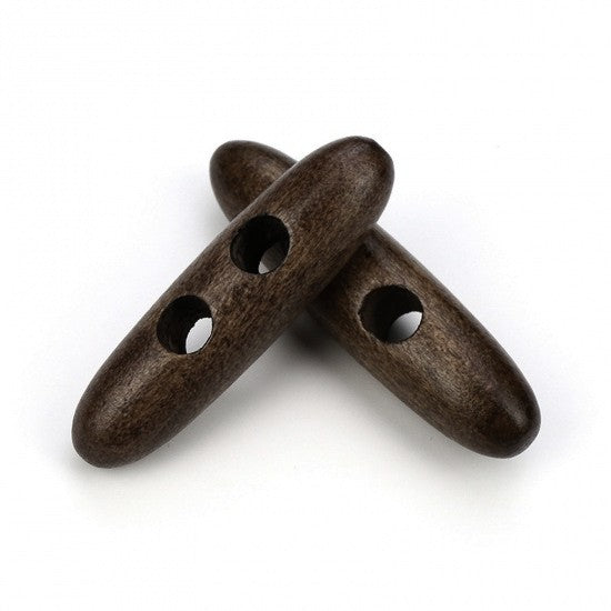 2 Large Toggle Buttons - Wood Dark Brown, Black or Khaki 6cm (2 3/8")