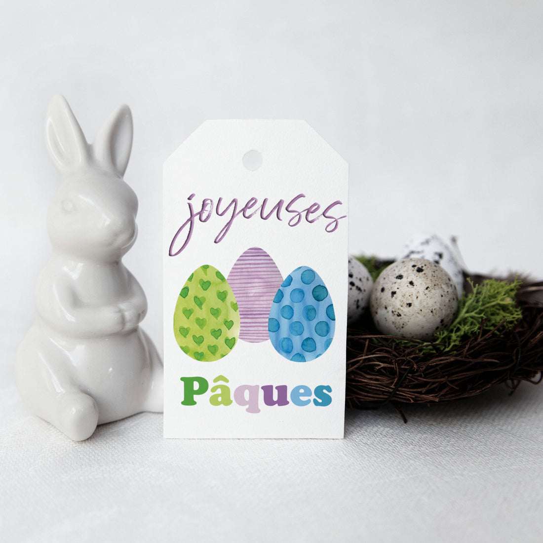 JOYEUSES PAQUES printable gift tag - Easter eggs - Instant download