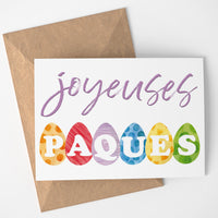 JOYEUSES PAQUES greeting card - Printable instant download Easter eggs card