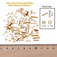 Golden glass seed bead grab bag, Mixed shapes