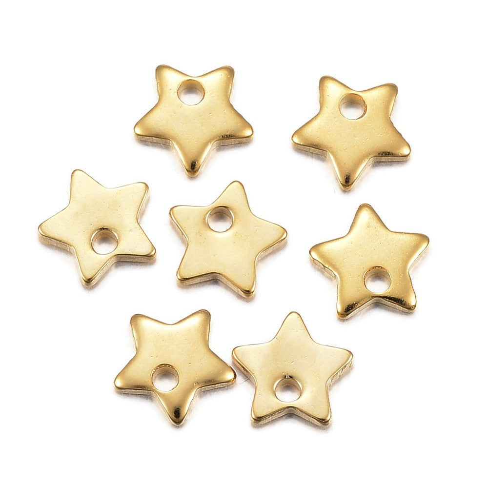 Tiny star charms stainless steel hypoallergenic charms 10pcs