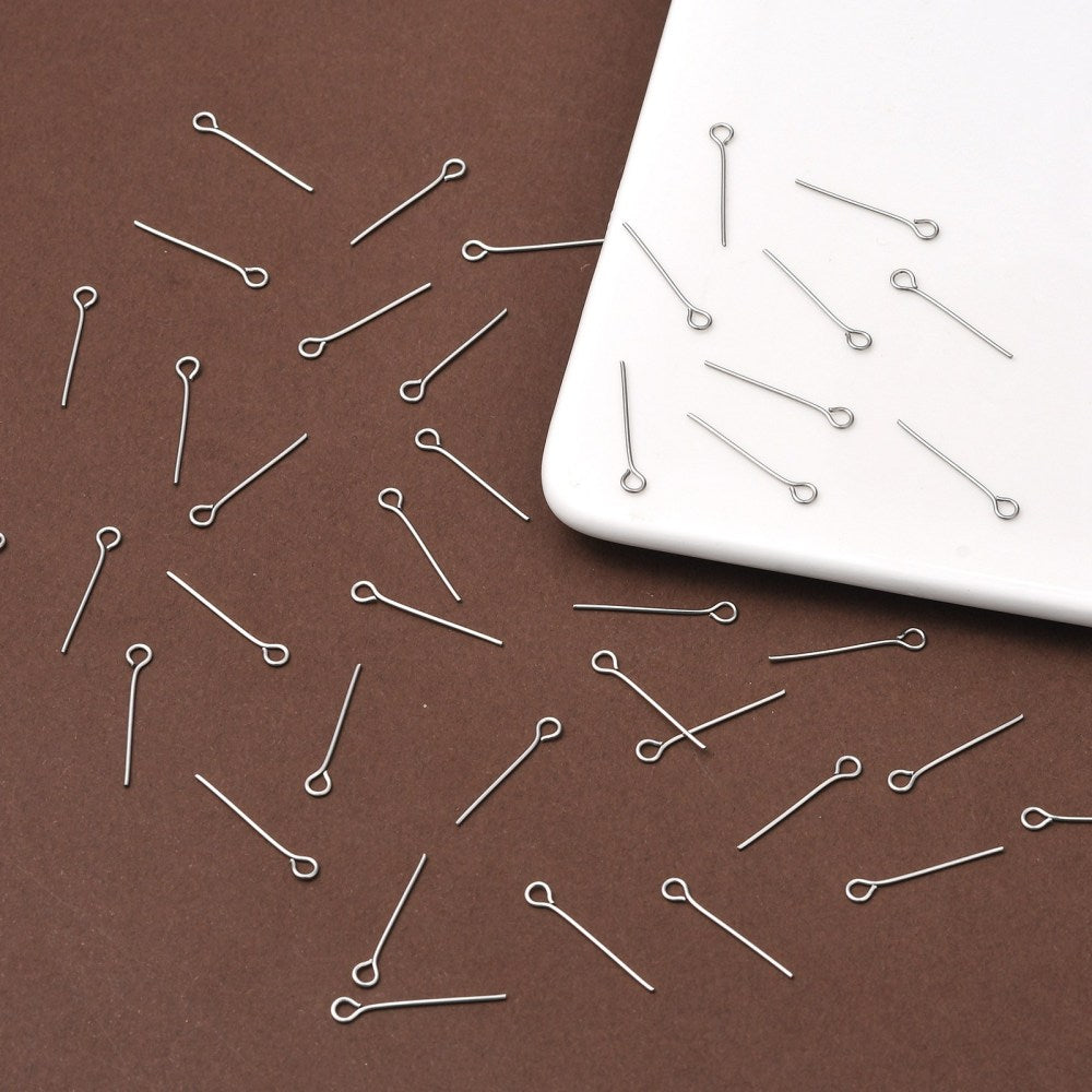 50 Stainless Steel Eye Pins 21 or 24 Gauge Economical, Straight