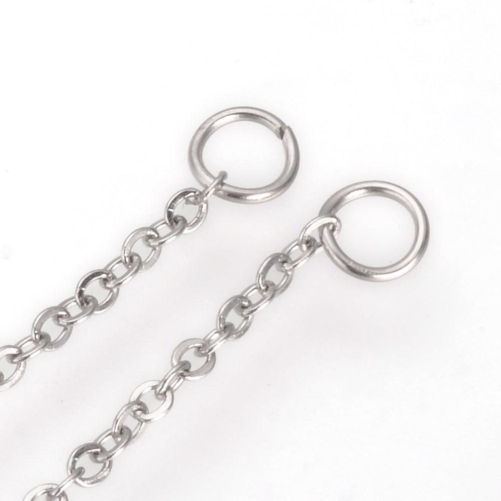 Stainless steel chain ear thread with closed ring - Hypoallergenic 5 pairs