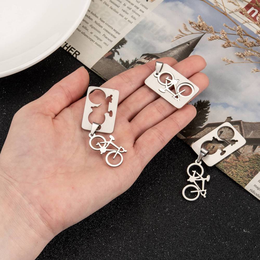 Bicycle pendant stainless steel hypoallergenic DIY sport necklace pendant