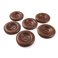 Brown Wooden Sewing Buttons 35mm - set of 6 natural wood button