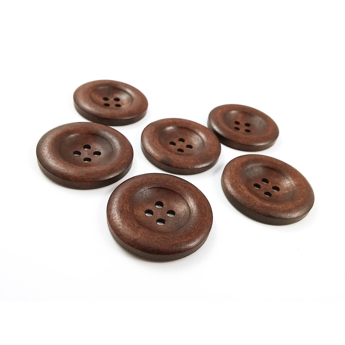 Brown Wooden Sewing Buttons 35mm - set of 6 natural wood button
